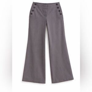 LOFT Slate Wide-Leg Pants with Button Detail
